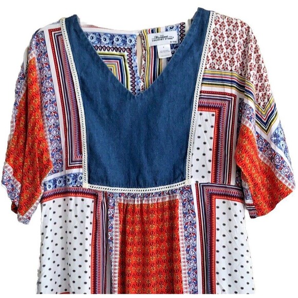 The Vermont Country Store Patchwork Dress Womens S Babydoll Grannycore Hippie - Picture 2 of 10